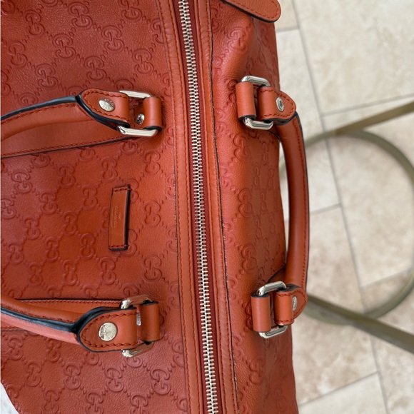 Gucci GG Supreme Monogram Orange Leather Boston Bag - Picture 6 of 13